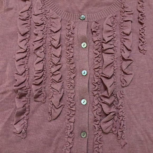 Banana Republic Dusty Pink Silk Blend Cardigan with Ruffles Size Large - Picture 3 of 8